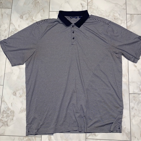 Cutter & Buck Forge Tonal Stripe Stretch Mens Big and Tall Polo 3XLT Black/White - Picture 4 of 14